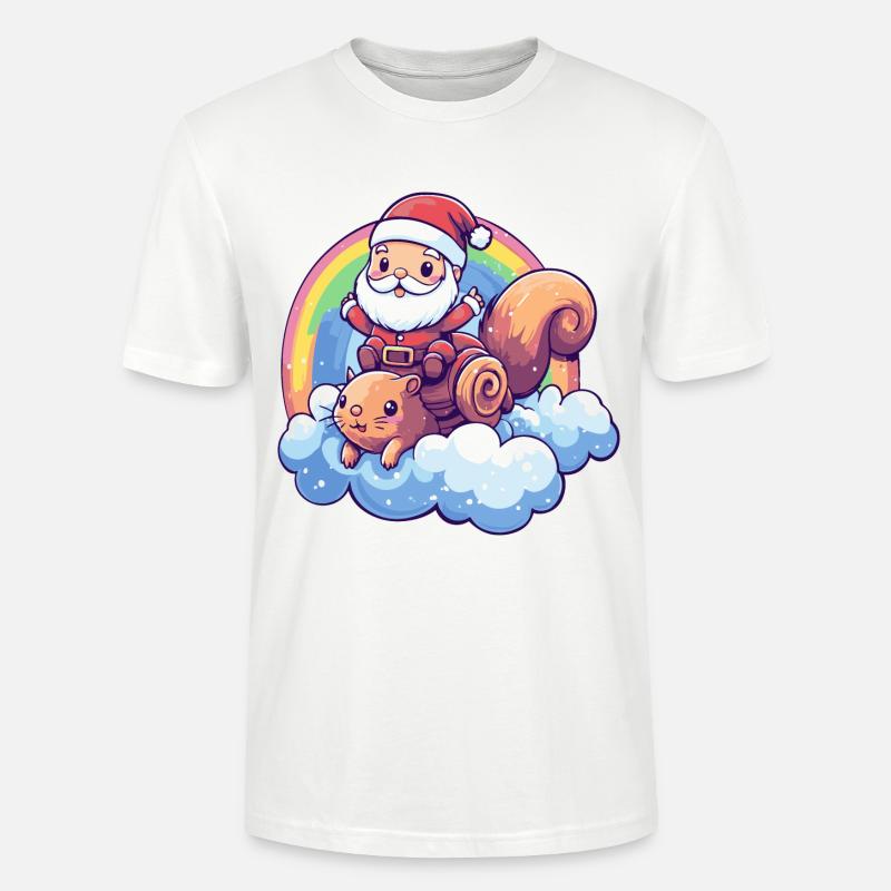 Eichhörnchen Weihnachtsmann Regenbogen - Stanley/Stella Unisex Bio-T-Shirt CRAFTER - Weiß