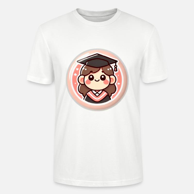 Abschluss-Cartoon-Abzeichen-Design - Stanley/Stella Unisex Bio-T-Shirt CRAFTER - Weiß