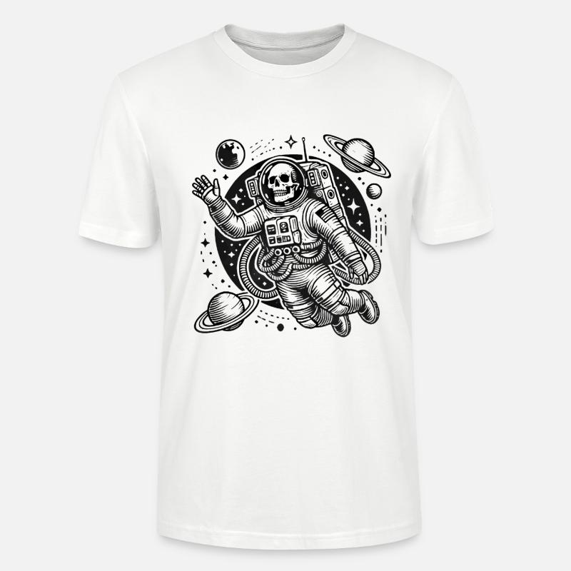 Astronaute squelette flottant dans l’espace - T-shirt bio CRAFTER Stanley Stella Unisexe - blanc