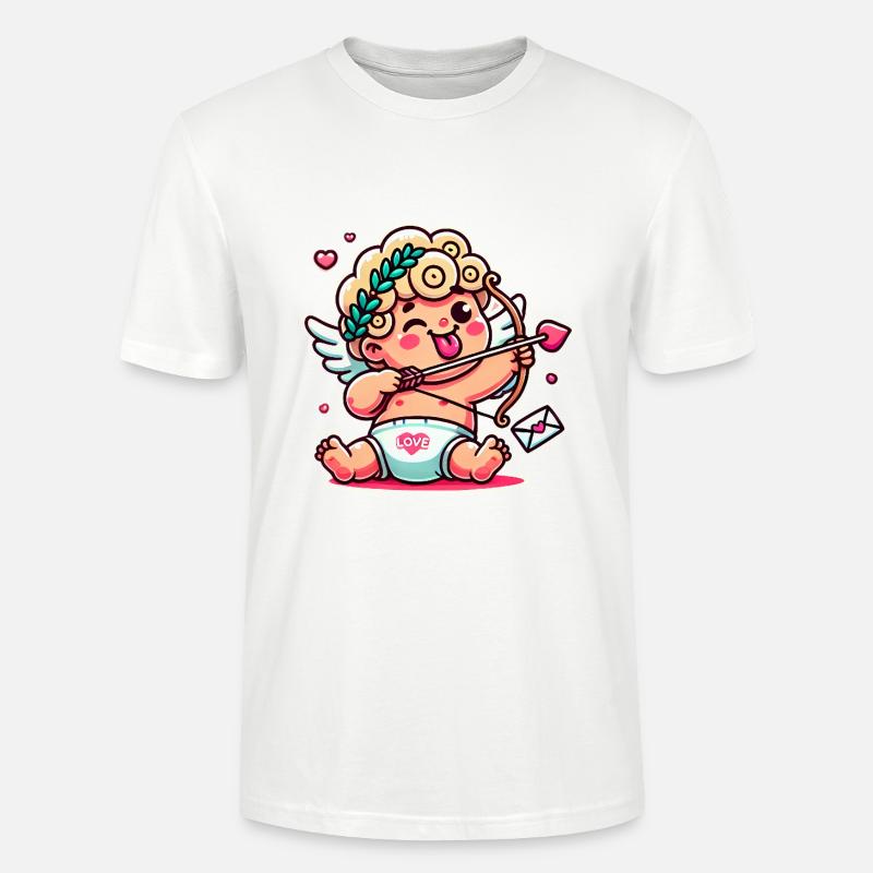 Lustiger Cartoon-Amor mit Bogenpfeil - Stanley/Stella Unisex Bio-T-Shirt CRAFTER - Weiß