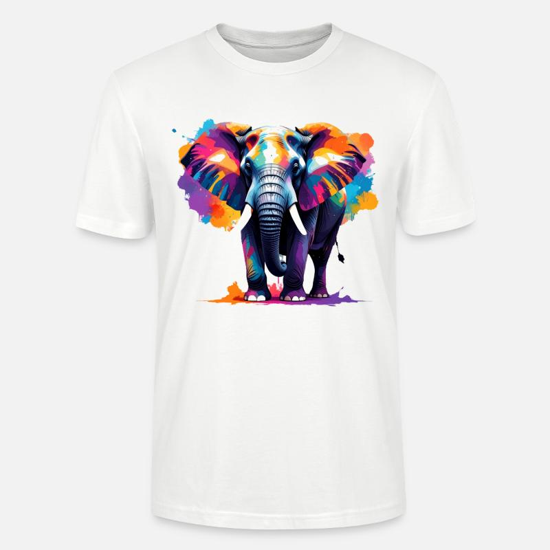 Elefant,Graffiti, bunt, Malerei - Stanley/Stella Unisex Bio-T-Shirt CRAFTER - Weiß