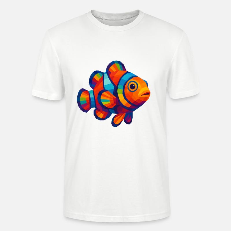 WPAP Polygon Stil Tiere - Clownfisch - Stanley/Stella Unisex Bio-T-Shirt CRAFTER - Weiß
