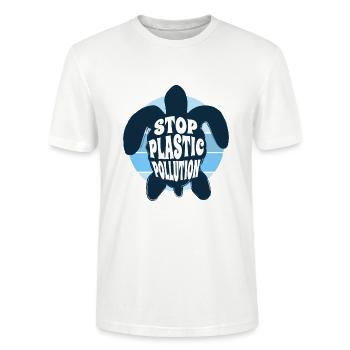 Stoppen Sie bitte Plastik - Stanley/Stella Unisex Bio-T-Shirt CRAFTER - Weiß - Vorne - Alina (178cm) & Michal (187cm)