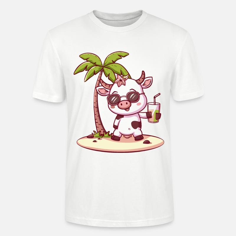 Kuh Sommer Strand Comic - Stanley/Stella Unisex Bio-T-Shirt CRAFTER - Weiß