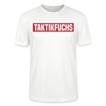 Taktikfuchs Lustiger Kreisliga Fußball Spruch - Stanley/Stella Unisex Bio-T-Shirt CRAFTER - Weiß - Vorne - Alina (178cm) & Michal (187cm)