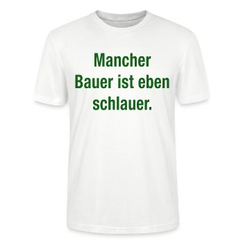 schlauer Bauer, schlauer Landwirt - Stanley/Stella Unisex Bio-T-Shirt CRAFTER - Weiß - Vorne - Alina (178cm) & Michal (187cm)