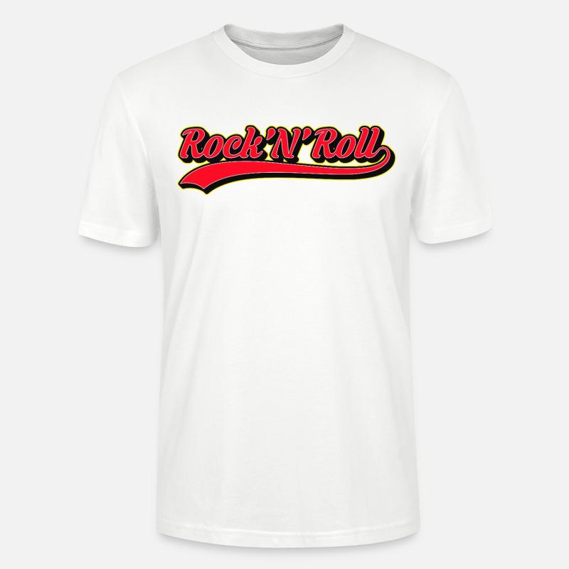 Rock 'N' Roll Retro Script Logo - Maglietta unisex ecologica CRAFTER di Stanley/Stella - bianco