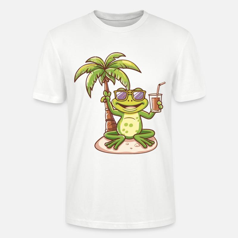 Frosch Sommer Strand Comic - Stanley/Stella Unisex Bio-T-Shirt CRAFTER - Weiß