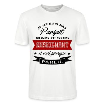 Je ne suis pas parfait mais je suis enseignant - T-shirt bio CRAFTER Stanley Stella Unisexe - blanc - Devant - Alina (178cm) & Michal (187cm)