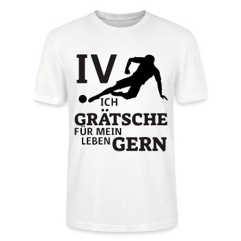 IV Innenverteidiger - Ich Grätsche gerne - Fußball - Stanley/Stella Unisex Bio-T-Shirt CRAFTER - Weiß - Vorne - Alina (178cm) & Michal (187cm)