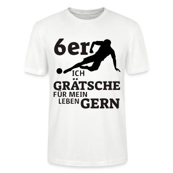6er - Ich Grätsche gerne - Fußball T-Shirt - Stanley/Stella Unisex Bio-T-Shirt CRAFTER - Weiß - Vorne - Alina (178cm) & Michal (187cm)