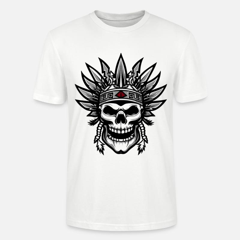 Chef Apache Skull Indien - T-shirt bio CRAFTER Stanley Stella Unisexe - blanc