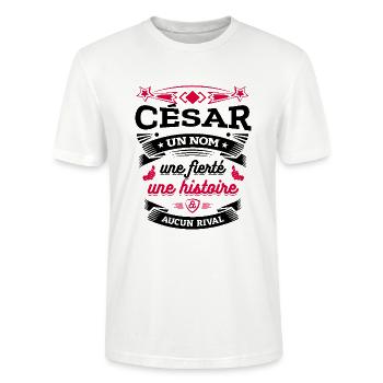 CÉSAR UN NOM UNE FIERTÉ AUCUN RIVAL - T-shirt bio CRAFTER Stanley Stella Unisexe - blanc - Devant - Alina (178cm) & Michal (187cm)
