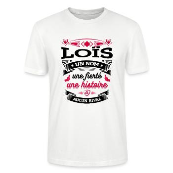 LOÏS PARFAIT - PRENOM LOÏS - T-shirt bio CRAFTER Stanley Stella Unisexe - blanc - Devant - Alina (178cm) & Michal (187cm)