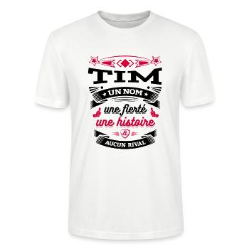 TIM PARFAIT - PRENOM TIM - T-shirt bio CRAFTER Stanley Stella Unisexe - blanc - Devant - Alina (178cm) & Michal (187cm)