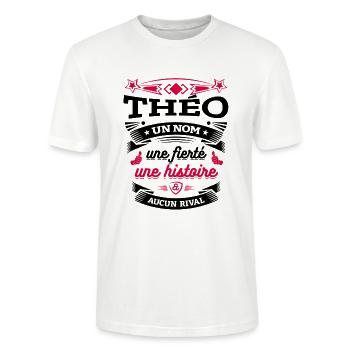 THÉO PARFAIT - PRENOM THÉO - T-shirt bio CRAFTER Stanley Stella Unisexe - blanc - Devant - Alina (178cm) & Michal (187cm)