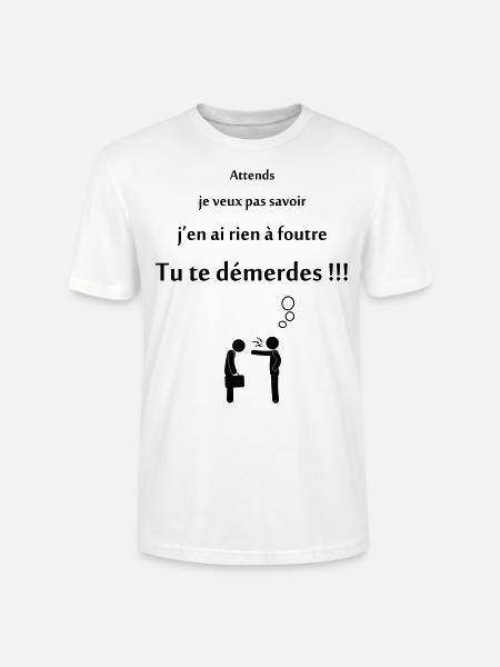 tu te démderdes ! - T-shirt bio CRAFTER Stanley Stella Unisexe - blanc