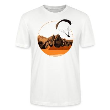 Paragliding Gleitschirmfliegen Berge retro - Stanley/Stella Unisex Bio-T-Shirt CRAFTER - Weiß - Vorne - Alina (178cm) & Michal (187cm)
