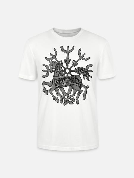 Protection Rune Helmet of The Fear of Marriage with Odin's Horse - Stanley/Stella CRAFTER Unisex Organic T-Shirt - white