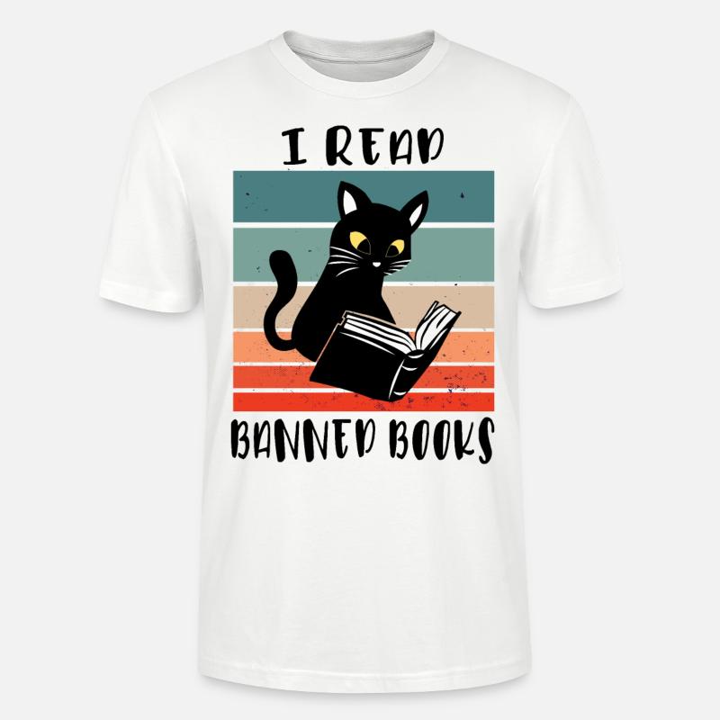 Ich lese verbotene Bücher Katze - Stanley/Stella Unisex Bio-T-Shirt CRAFTER - Weiß