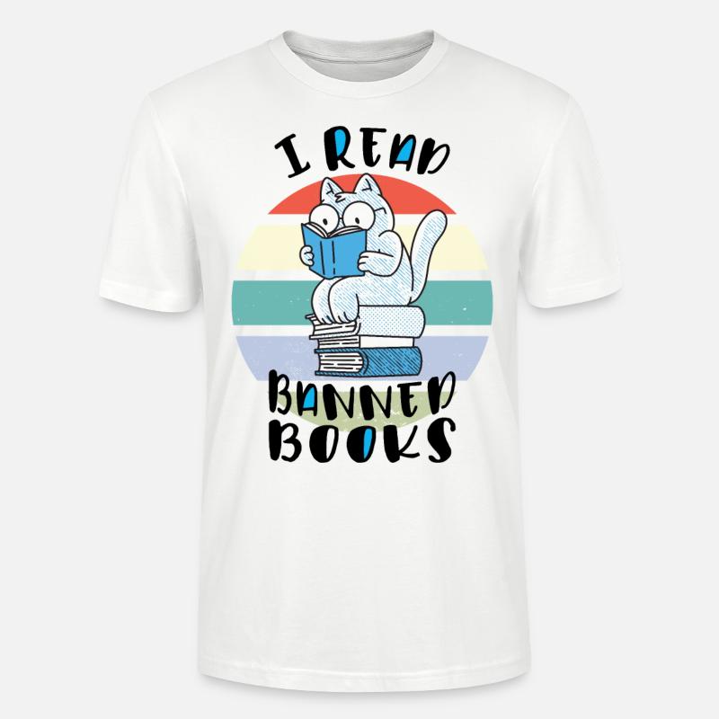 Ich lese verbotene Bücher Katze - Stanley/Stella Unisex Bio-T-Shirt CRAFTER - Weiß