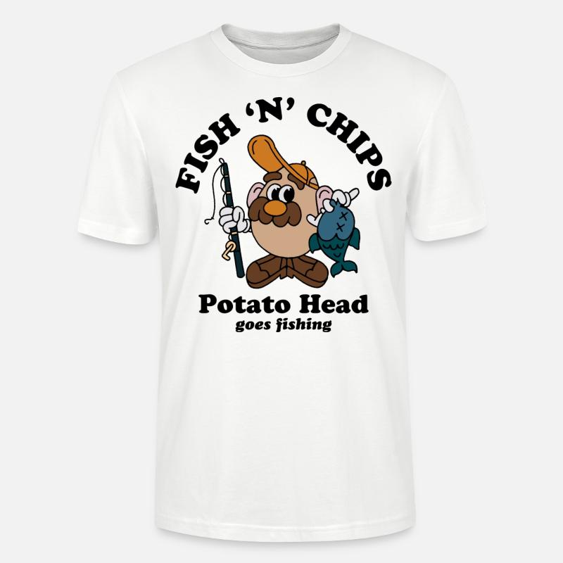 Mr. Testa di patata Fish "N" Chips - Maglietta unisex ecologica CRAFTER di Stanley/Stella - bianco