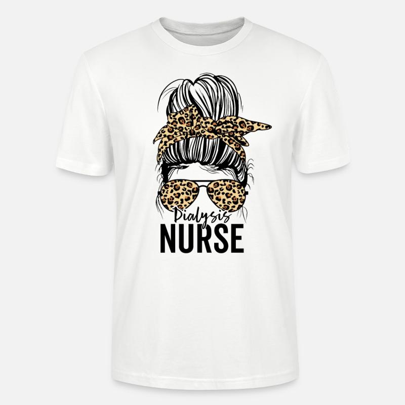 Lustige Dialyseschwester Nephrologie Messy Bun - Stanley/Stella Unisex Bio-T-Shirt CRAFTER - Weiß