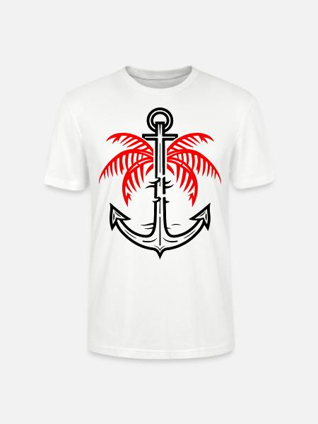 Palm Tree Anchor Icon - Stanley/Stella CRAFTER Unisex Organic T-Shirt - white