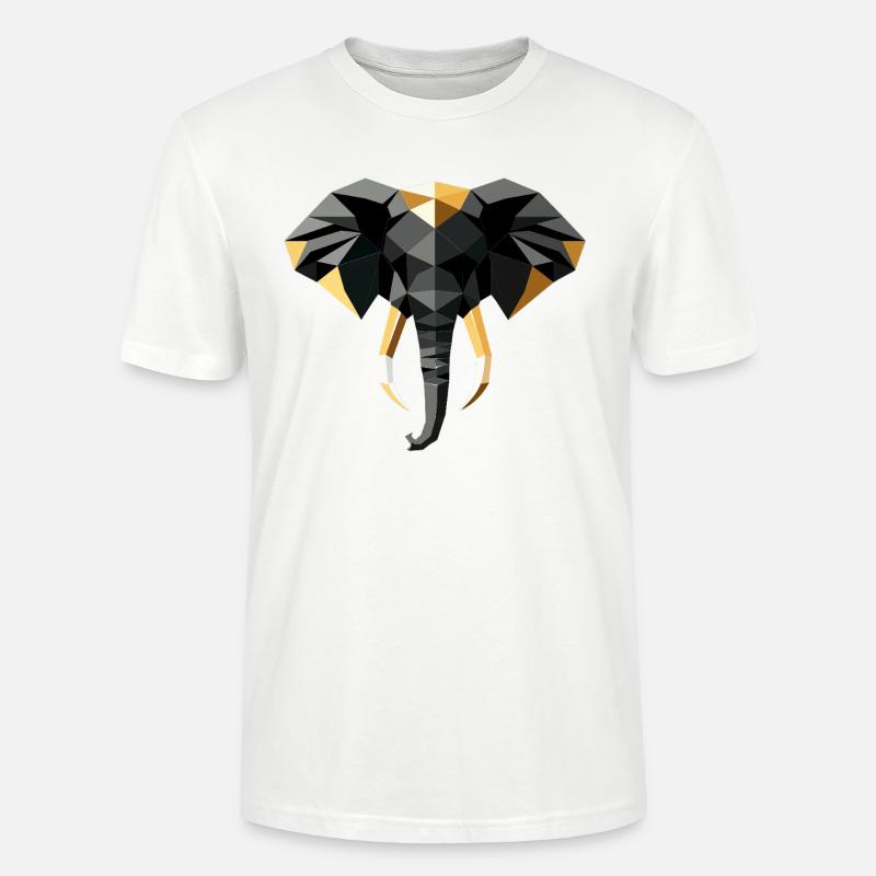 Elephant Low Poly Design - T-shirt bio CRAFTER Stanley Stella Unisexe - blanc