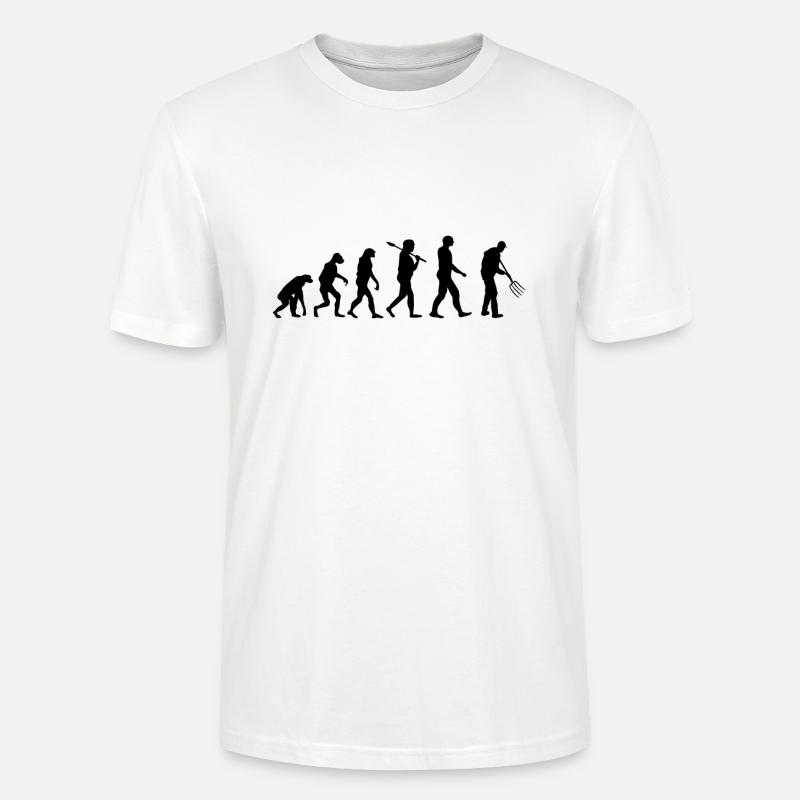 Evolution agriculteur pitchfork - T-shirt bio CRAFTER Stanley Stella Unisexe - blanc
