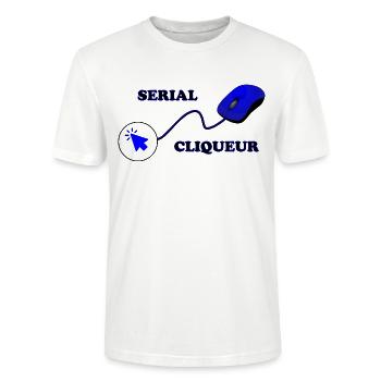 Serial Cliqueur - T-shirt bio CRAFTER Stanley Stella Unisexe - blanc - Devant - Alina (178cm) & Michal (187cm)