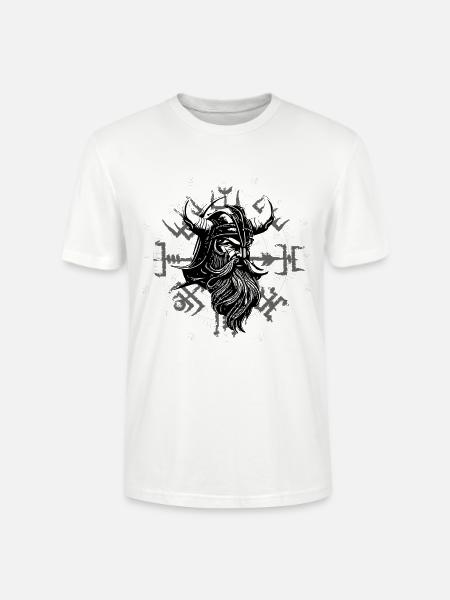 Vegvísir mit Wikingerkopf - Stanley/Stella Unisex Bio-T-Shirt CRAFTER - Weiß