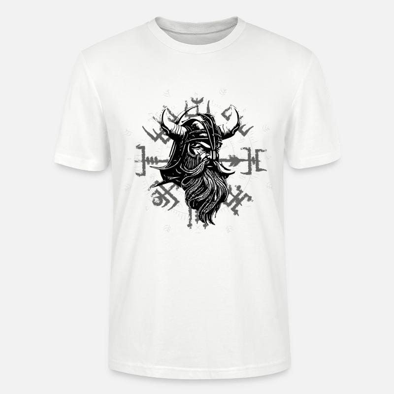 Vegvísir mit Wikingerkopf - Stanley/Stella Unisex Bio-T-Shirt CRAFTER - Weiß