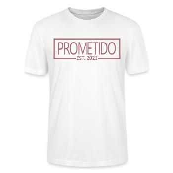 Prometido Est. 2023 Verlobter Verlobter Verlobter Bräutigam zu werden - Stanley/Stella Unisex Bio-T-Shirt CRAFTER - Weiß - Vorne - Alina (178cm) & Michal (187cm)