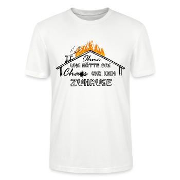 Ohne uns hätte das Chaos gar kein Zuhause - Stanley/Stella Unisex Bio-T-Shirt CRAFTER - Weiß - Vorne - Alina (178cm) & Michal (187cm)