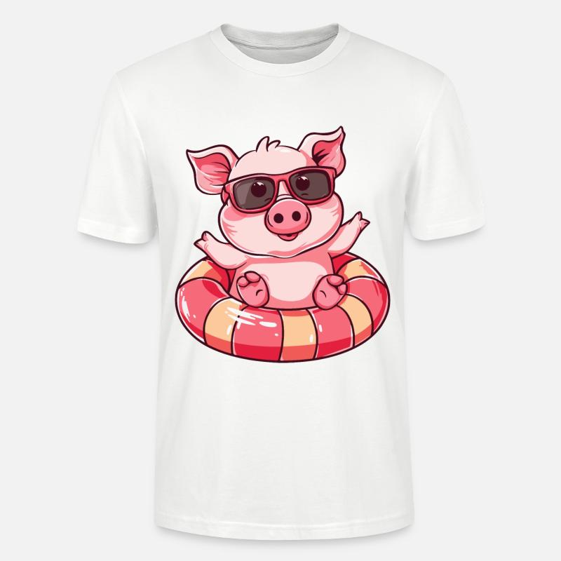 Cochon Été Bande Dessinée - T-shirt bio CRAFTER Stanley Stella Unisexe - blanc