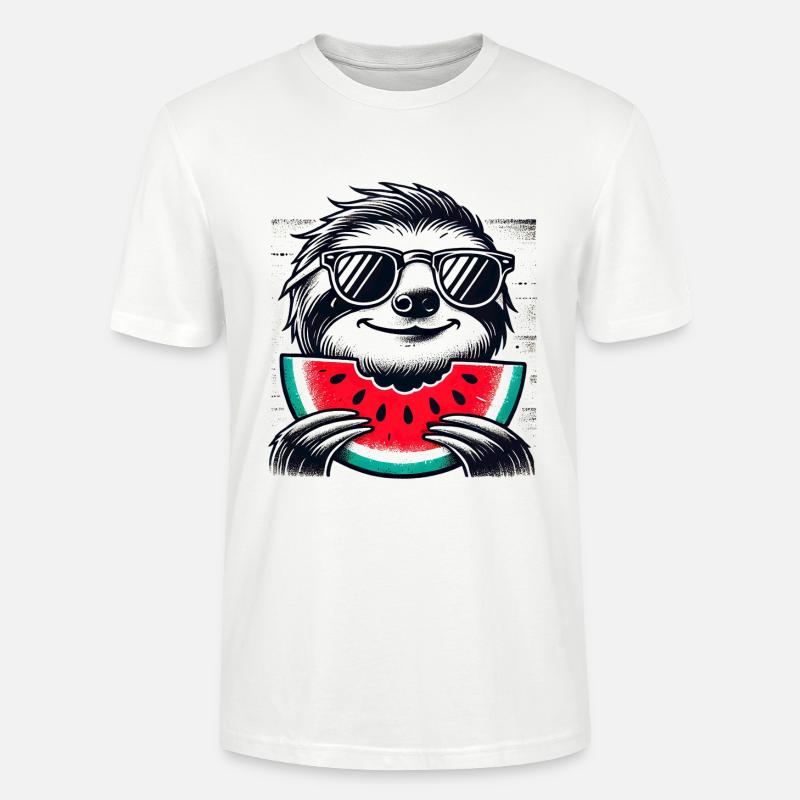 Faultier Wassermelone - Stanley/Stella Unisex Bio-T-Shirt CRAFTER - Weiß