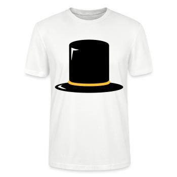 Chapeau Cylindre - Top Hat - Skin-de-Forme - T-shirt bio CRAFTER Stanley Stella Unisexe - blanc - Devant - Alina (178cm) & Michal (187cm)