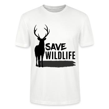 Hirsch - Deer / Save Wildlife - Green Planet - Stanley/Stella Unisex Bio-T-Shirt CRAFTER - Weiß - Vorne - Alina (178cm) & Michal (187cm)