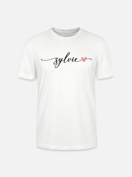 Sylvie Name Calligraphy Font - Stanley/Stella CRAFTER Unisex Organic T-Shirt - white