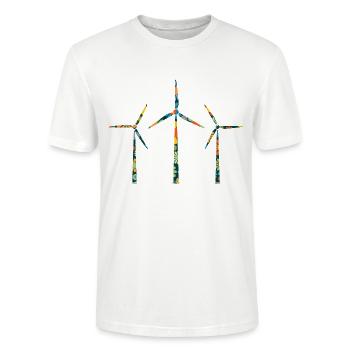 Blumen Wind Turbine - Stanley/Stella CRAFTER Unisex Organic T-Shirt - white - Front - Alina (178cm) & Michal (187cm)