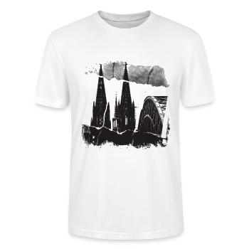 Köln Kölner Dom Deutschland Cologne Skyline - Stanley/Stella Unisex Bio-T-Shirt CRAFTER - Weiß - Vorne - Alina (178cm) & Michal (187cm)