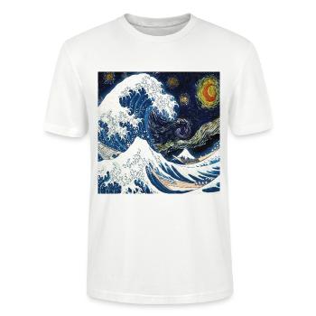 Kanagawa Waves, Japanese, Great Wave, Nature Lover - Stanley/Stella CRAFTER Unisex Organic T-Shirt - white - Front - Alina (178cm) & Michal (187cm)
