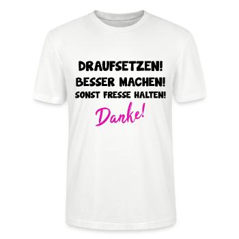 Pferdesprüche TShirt Pferd Reitersprüche Geschenk - Stanley/Stella Unisex Bio-T-Shirt CRAFTER - Weiß - Vorne - Alina (178cm) & Michal (187cm)