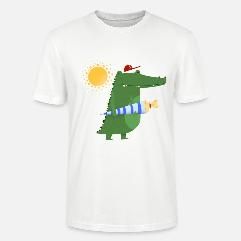 Schulkind Krokodil | Schulbeginn Geschenkidee - Stanley/Stella Unisex Bio-T-Shirt CRAFTER - Weiß