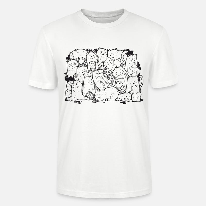 Funny Cats Illustration - Stanley/Stella Unisex Bio-T-Shirt CRAFTER - Weiß