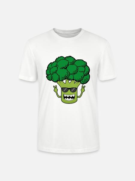 Brokkoli Brokkoli Grønnsaker Morsomt med solbriller - Stanley/Stella CRAFTER unisex økologisk T-skjorte - hvit