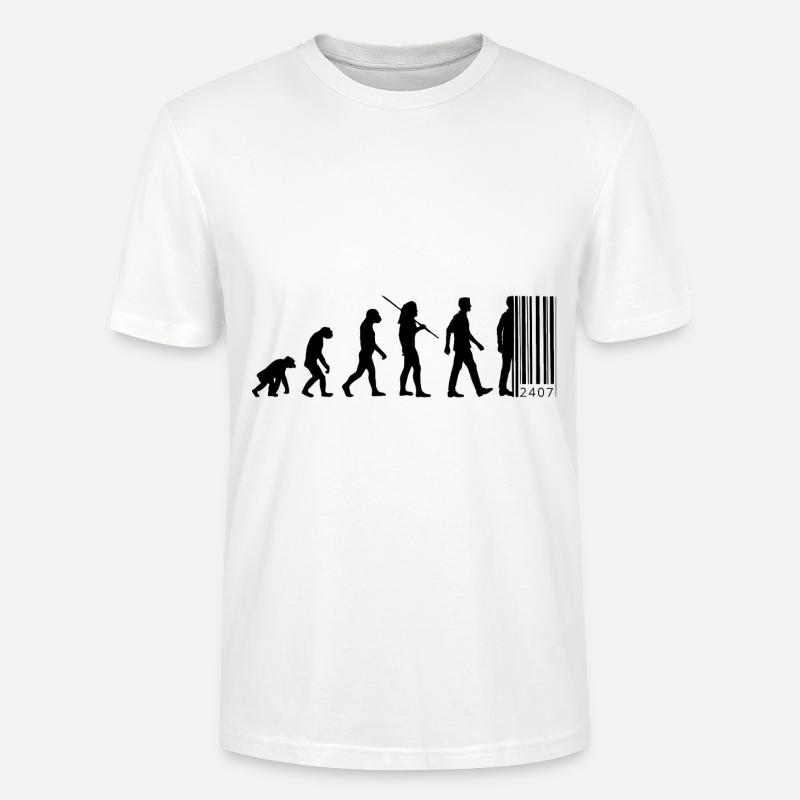 Evolution - barcode - Stanley/Stella CRAFTER Unisex Organic T-Shirt - white