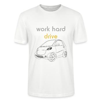 Work Hard Drive Tshirt | Auto - Stanley/Stella Unisex Bio-T-Shirt CRAFTER - Weiß - Vorne - Alina (178cm) & Michal (187cm)