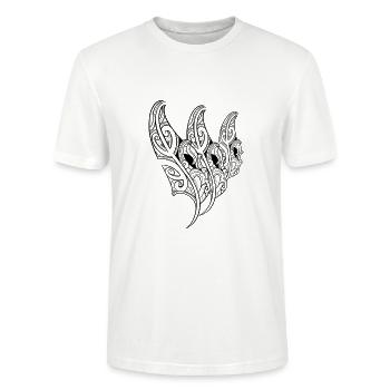 Dreifache Zier- / Polynesische Maori-Feder - Stanley/Stella Unisex Bio-T-Shirt CRAFTER - Weiß - Vorne - Alina (178cm) & Michal (187cm)